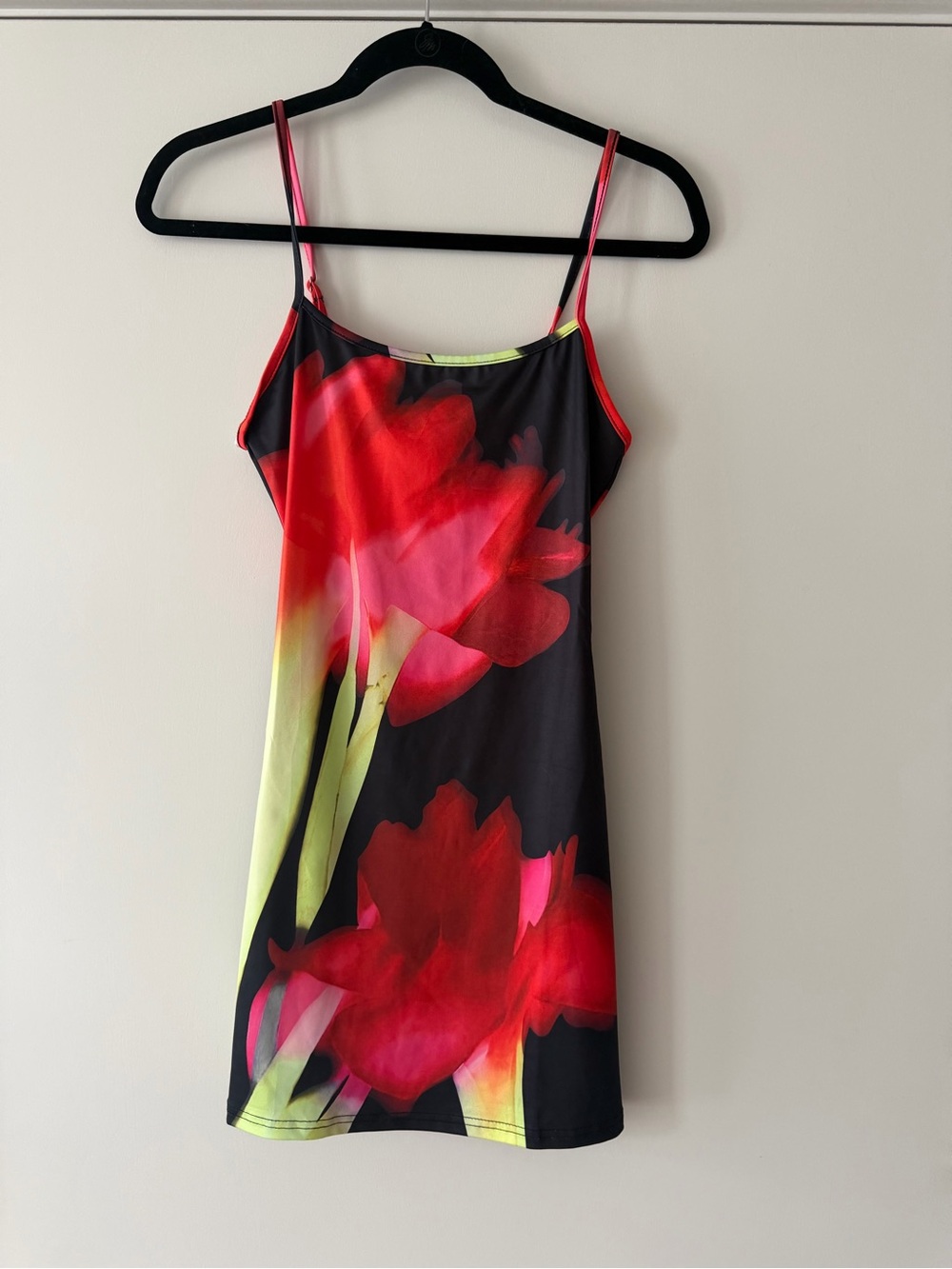 Red Floral Slip Dress - Bold Tulip Print